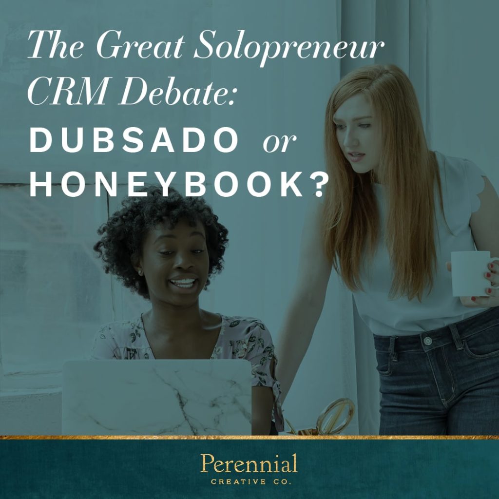 two women discussing the differences between Honeybook and Dubsado